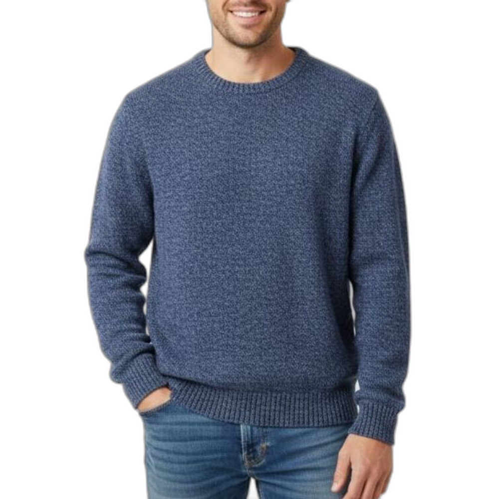 Lands' End Men's Blue Marled Wool-Blend Classic Crewneck LS Sweater Size L